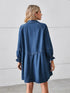 'Zola' Button Up Flounce Sleeve Mini Denim Dress - Celes Fashion
